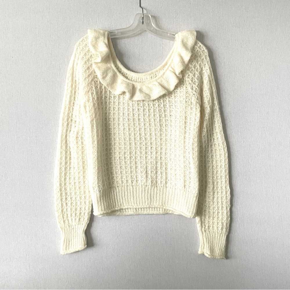 Anthropologie Ruffled Boat Neck Knit Sweater - Picture 7 of 15